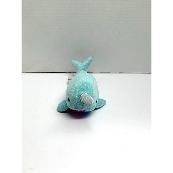Aurora Plush Stuffed Animal Toy Blue Narwhal SParkle Multicolor Bottom Plush 10 - Picture 3 of 6